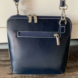 Navy leather handbag